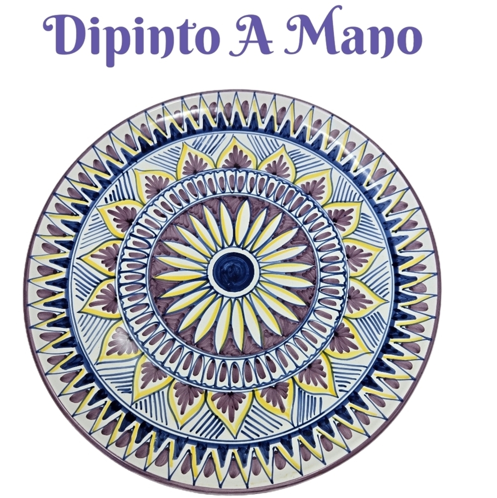 Italian Dipinto A Mano Sorrento Decorative Wall Plate Hand Painted Sunflower